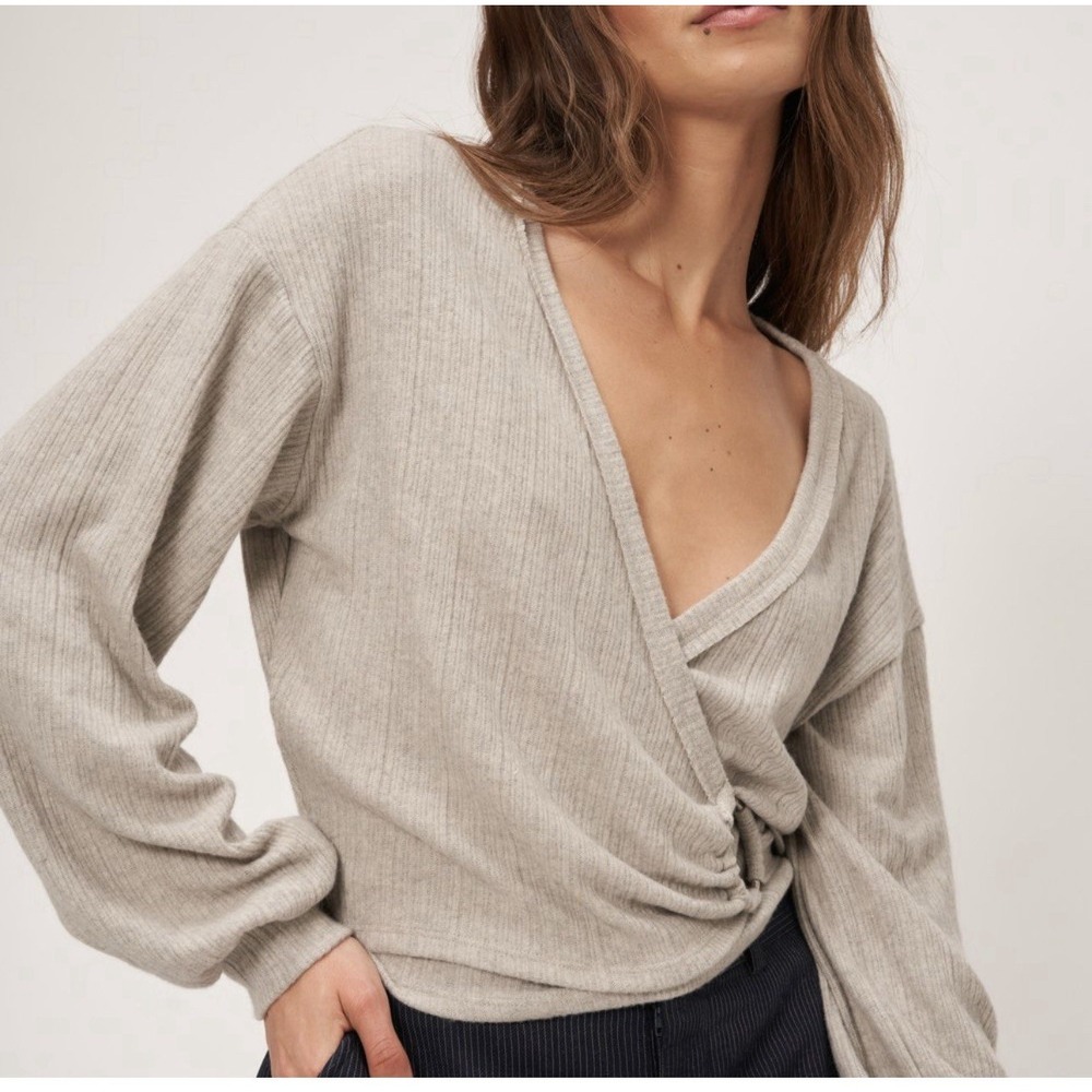J.Crew shimmer lurex wrap-style sweater in light champagne beige Size M